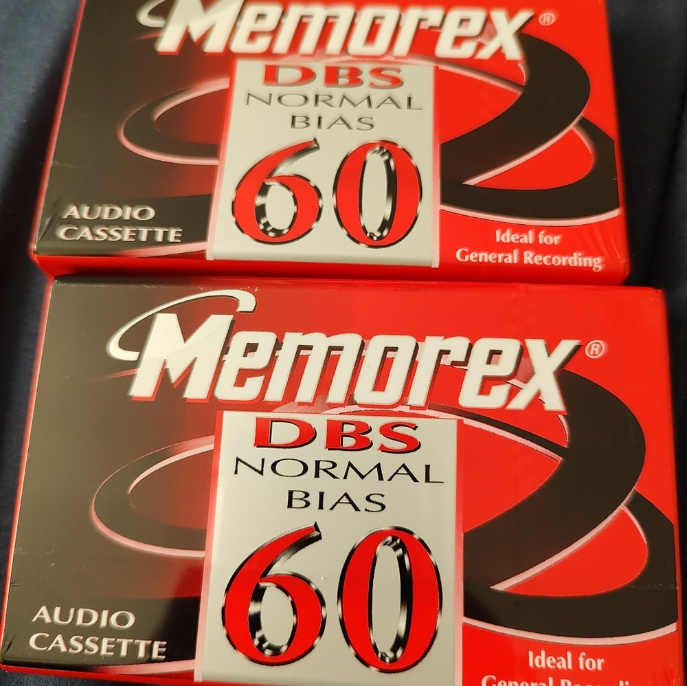Lot of 2MemorexDBS normal bias60 Minute BlankAudio Cassette Tapes1997
